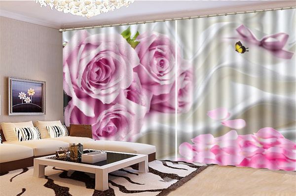 2019 Blackout Curtain Price Pink Rose Butterfly Flying Dance