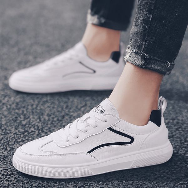 

spring autumm lace-up low cut casual vulcanize shoes for men solid pu flat shoes classics fashion boys students sneakers, Black