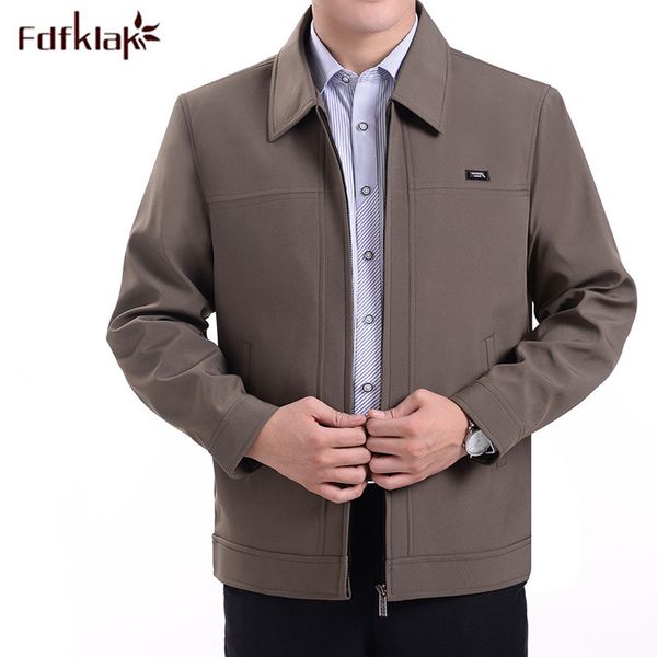 

fdfklak 2020 jacket spring autumn casual men's coat middle-aged veste homme soild color thin chaqueta male business clothes, Black;brown