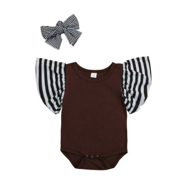 

Toddler Baby Bibs Girl Kids Lovely Solid Cute Ruffle Sleeveless Romper Jumpsuit Bowknot Headband Children Clothes Outfit 0-24M