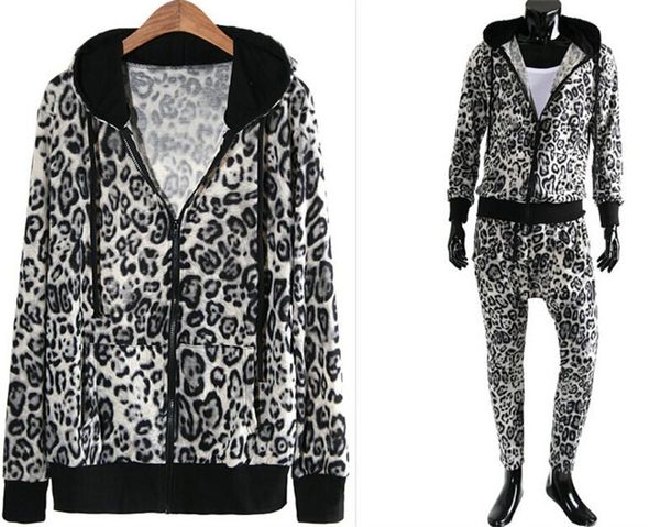 

leopard print mens designer tracksuits fashion zipper cardigan hooded long sleeve long pants mens 2pcs sets casual males clothing, Gray