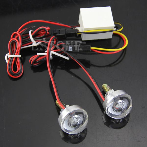 

12v motorcycle license plate frame bolt red led lens light strobe flashing new