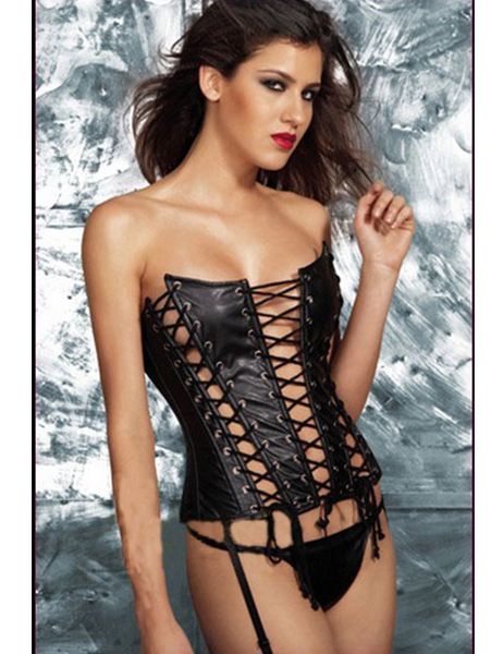 

лунный свет выдалбливают искусственной кожи корсет сексуальные женщины без бретелек черный overbust зашнуровать корсет бюстье топ для женщин, Black;white