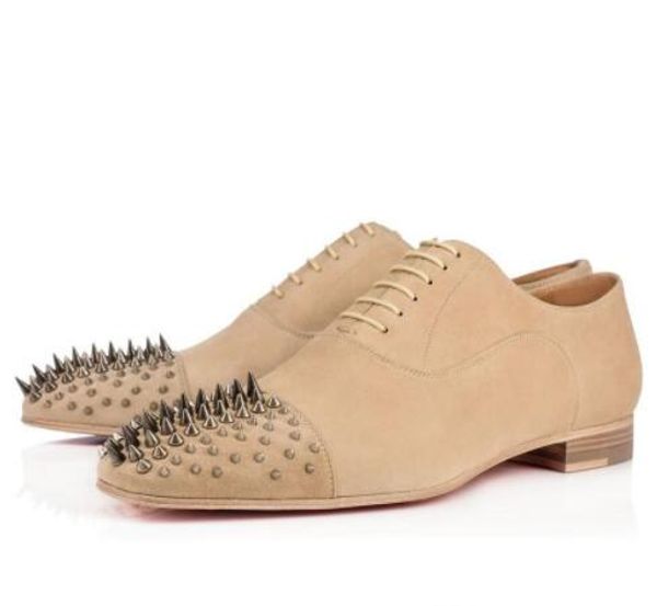 

new gentleman khaki dandelion spikes flat casual business shoes low heel red bottom wedding party mens size:40-47, Black