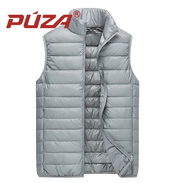 

puza winter duck down vest men ultra light 90% duck down vest loose waistcoat sleeveless jacket autumn m-3xl, Black
