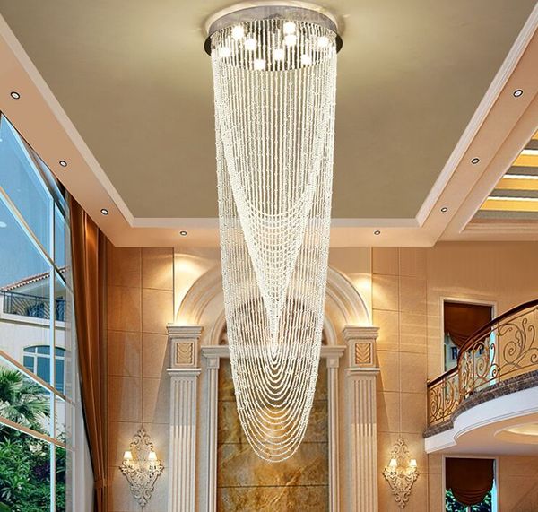 Villa Duplex Treppe Kronleuchter Kristall Hängeleuchte Moderne kreative Treppe Kristall Lange Hängebeleuchtung MYY