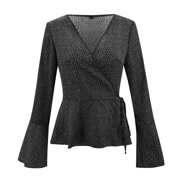 

women polyester casual v-neck bell sleeve beach party fashion, White