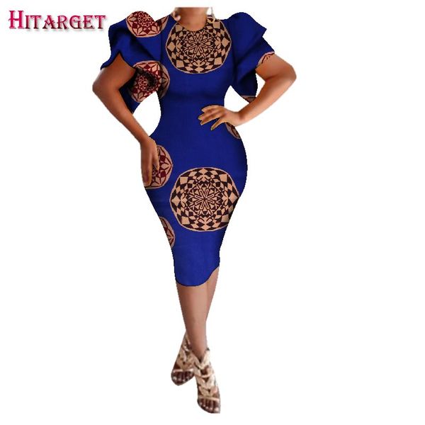 

hitarget 2017 african ladies short dresses for women traditional print women autumn lotus leaf sleeve dress clothing wy1794, Red