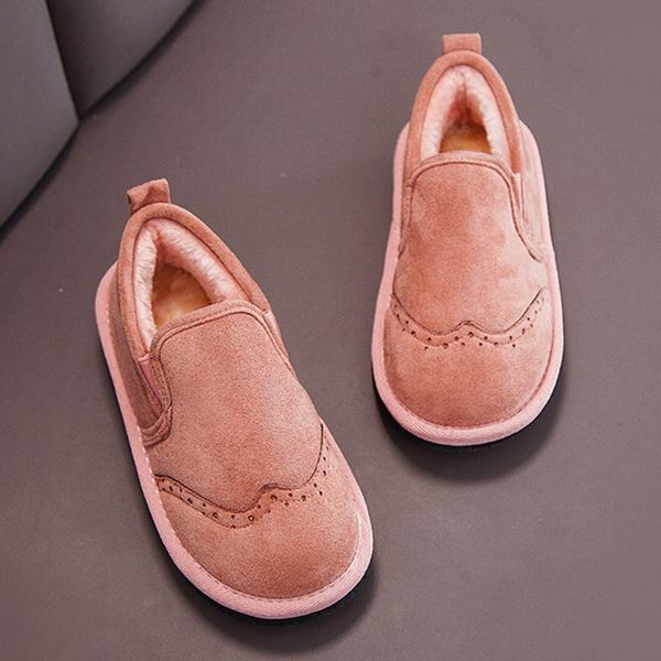 

boots kids shoes new cotton shoes children boys girls winter solid color plus velvet warm plush boots indoor casual lazy, Black;grey