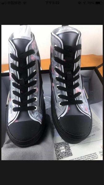 

19ss flowers technical canvas b23 b24 high sneakers casual shoes in oblique mens brand b23 designer shoes womens fashion sneakers ck001, Black