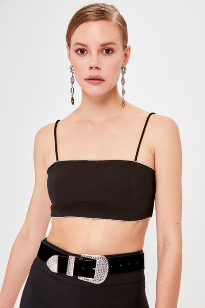 

trendyol gemstone bustier tprss20bs0013, Black;white