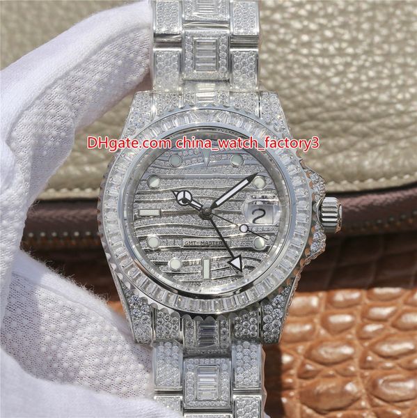 

Limited edition 904 teel 40mm gmt batman 116769 116769tbr 74779b full diamond beze bracelet eta 2824 movement automatic men watch watche