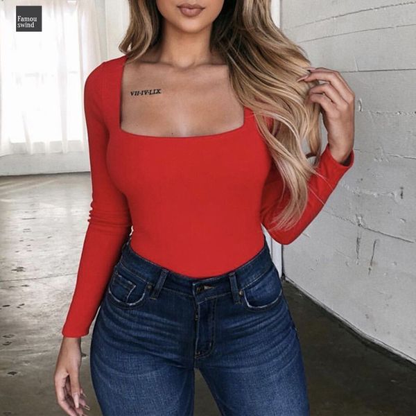 

весна 2019 блуза женщин способа рубашка с длинным рукавом твердые площади шеи рубашки топы осень дамы с длинными tight bottom пуловер, White