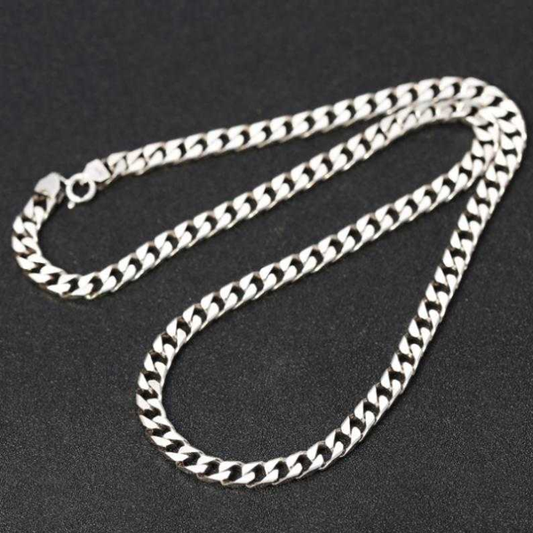 

real silver 5.5mm chain solid 925 sterling silver necklace men chain punk pure retro style jewelry for male fashion