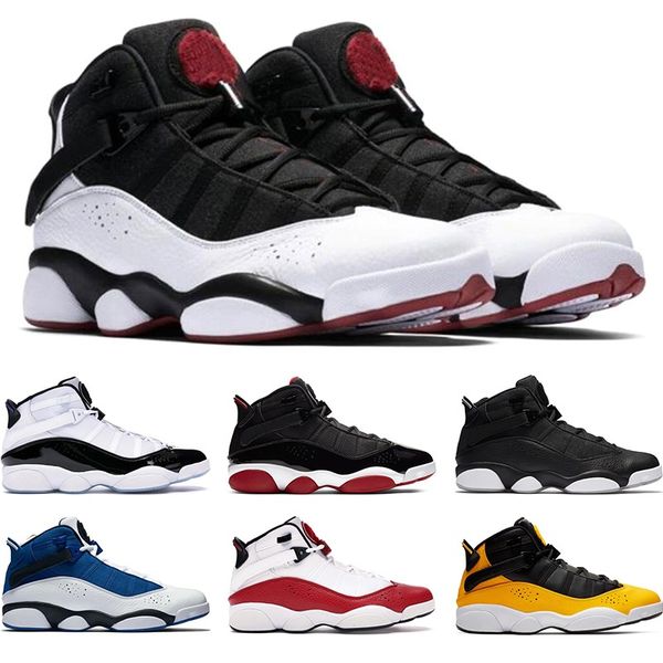 

6 six rings mens basketball shoes bred concord matte silver taxi white university red men trainers sports sneakers size 7-13