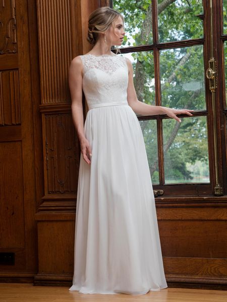 

wrap ivory chiffon lace scoop sheath wedding dresses bridal pageant dresses wedding attire dresses custom size 2-18 kf1219194, White