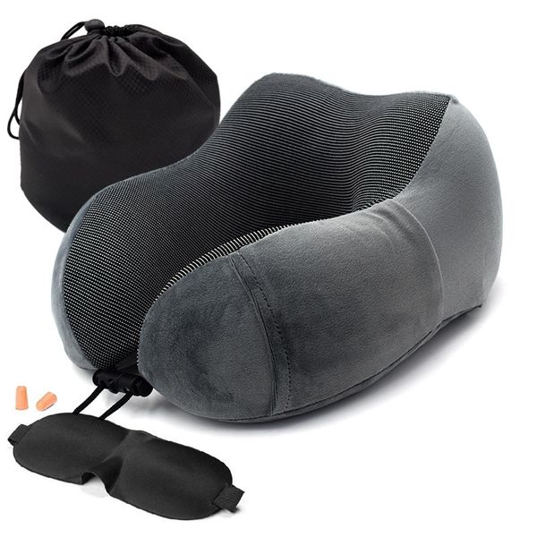 

1pc u shaped memory foam neck pillows soft slow rebound space travel pillow solid neck cervical healthcare bedding drop shipping