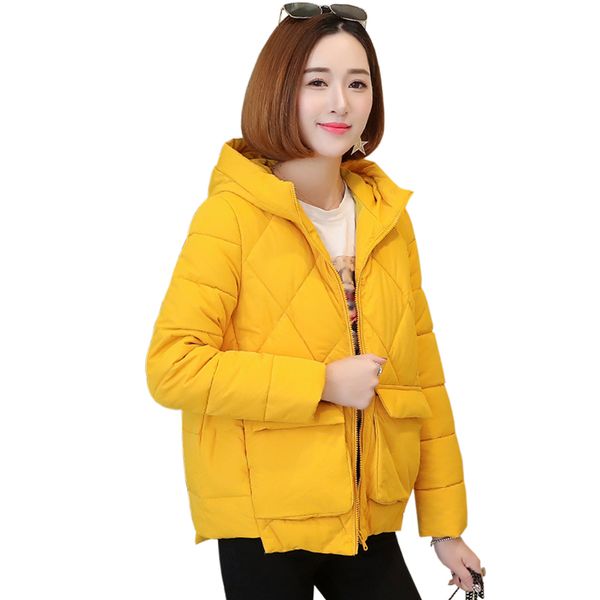 

2019 new women fashion long sleeve cotton coats winter short jacket women casual hooded parkas female, Tan;black