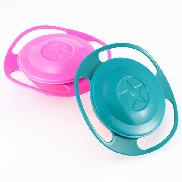 

360 degree universal baby plate feeding food bowl bowl blue pink color platos spill proof balance kids dish baby bowl
