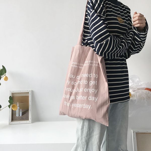 

yee/morandi color is an english letter water wash canvas one-shoulder bag women's bag carry-on shopping