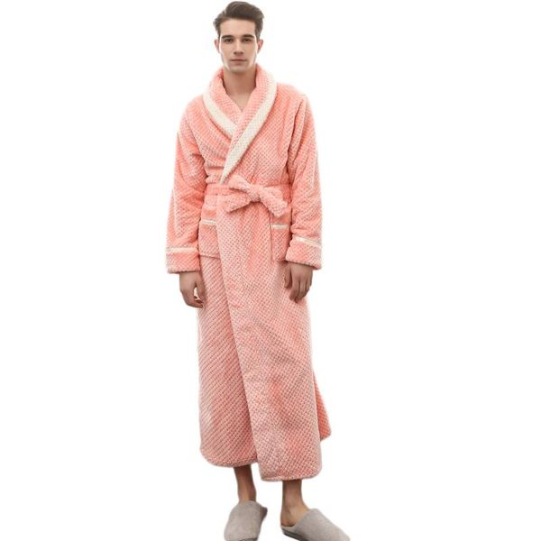 

fashion 2020 winter lengthened coralline plush shawl bathrobe long sleeved robe coat ladies unlined print nightwear *, Black;red