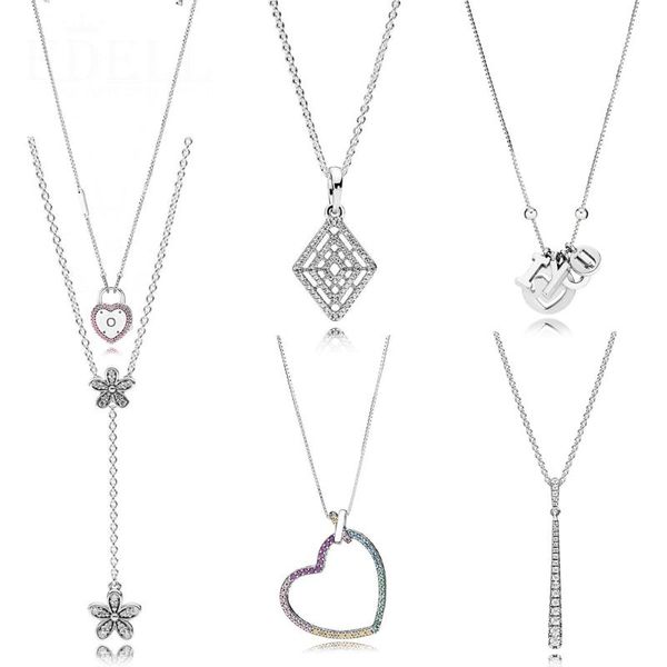 

2020 100% s925 sterling silver pure shooting star necklace locks your promise collier i love you multicolor heart collier