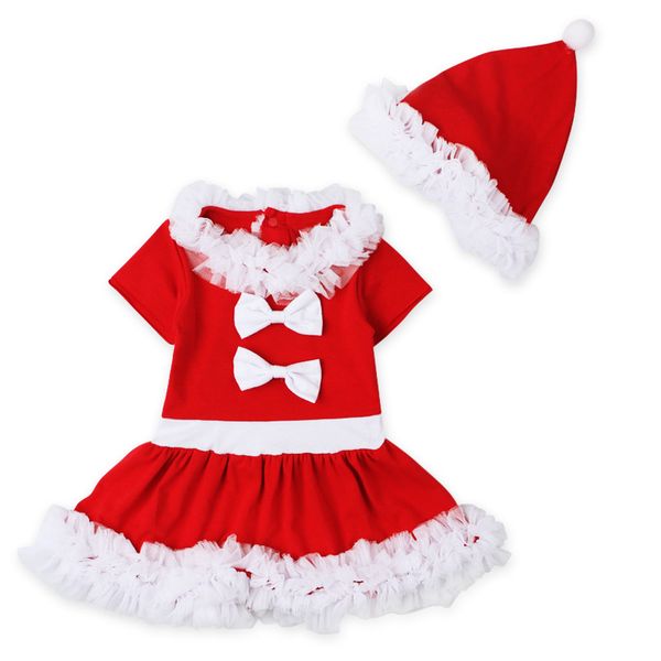 

baby girls christmas santa claus dress + hat outfit costume xmas clothes new year dress princess costume, Red;yellow