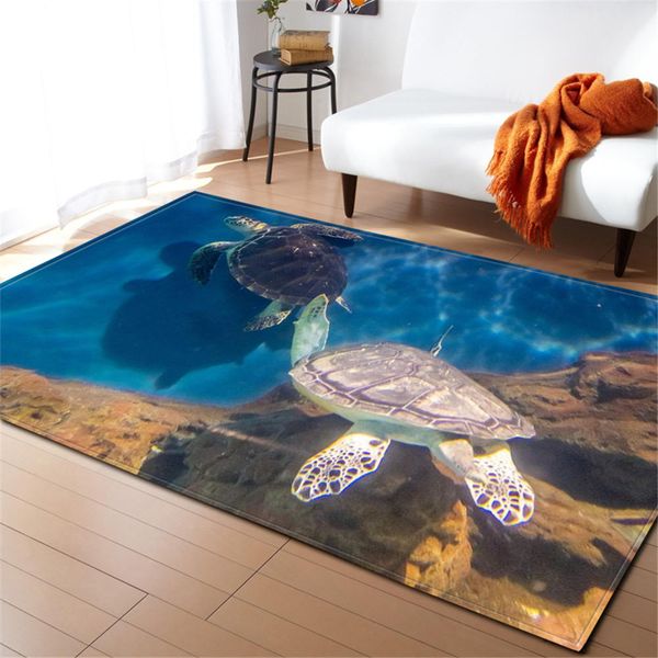 3d Ocean World Sea Turtle Rugs Kids Room Decor Area Rug Memory