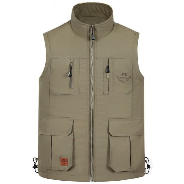 

vest male with many pockets vests for men casual waistcoat for man rock vest men army green khaki xxl 3xl 4xl, Black;white
