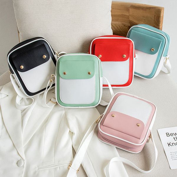 

woman sling bag 2020 korean new simple contrast color shoulder messenger bag fashion casual small flap contrast color coin purse