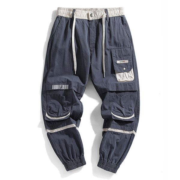 

men spring fashion trousers mens side striped letter embroidered harem joggers hip hop harajuku streetwear casual cargo pants, Black