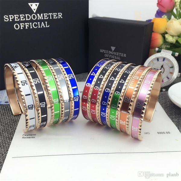 

luxury fashion watch style cuff bangle stainless steel men's luxury jewelry fashion 18k gold bracelet for women men with box, Black