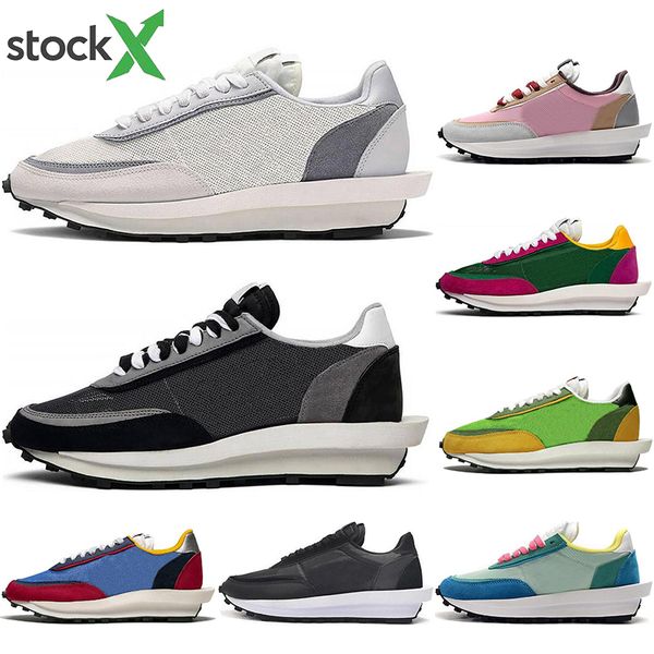 

с бесплатными носками новые sacai ldv вафельные мужские женские кроссовки белый серый сосновый зеленый gusto varsity blue мужские кроссовки