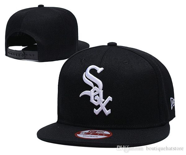 

new arrival men's white sox classic black color snapback hat logo embroidery sport fan's adjustable on field caps flat baseball hats, Blue;gray