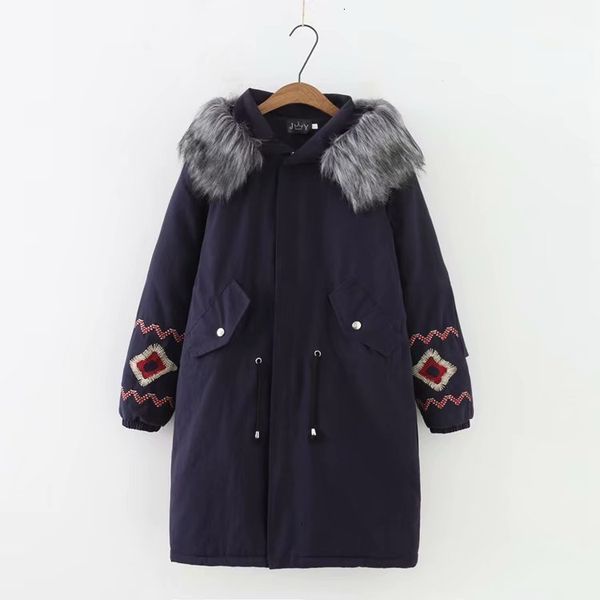 

fat warm capuchon cats long parka plus size women winter jas clothing for mujer women the winter casaco, Black