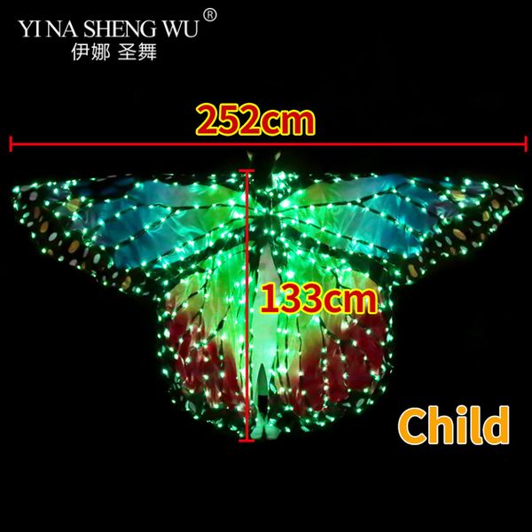 

children belly dance led wings girl dance butterfly wing halloween led butterfly cloak show accessories wing no sticks, Black;red