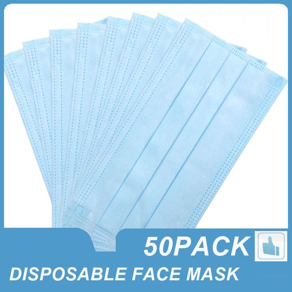 

50 шт маски нетканые ткани одноразовые маски для лица защитные маски 3 слоя расплавленной выдувной ткани 2 слоя