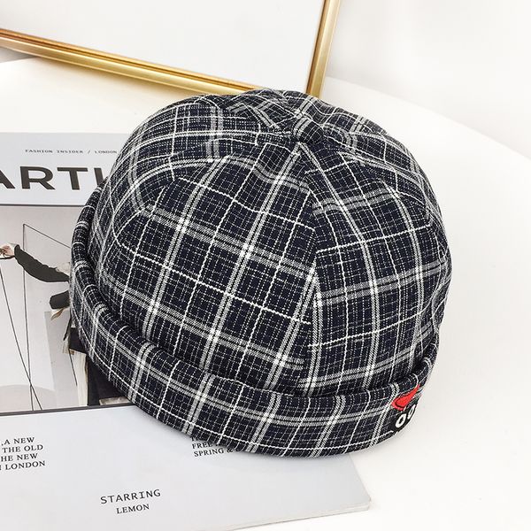 

embroidery oops men women lattice skullcap hat cap casual docker sailor mechanic beanie brimless gorro pumpkin navy beanies