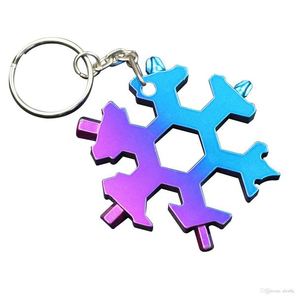 

stainless steel 19-in-1 snowflake edc wrench keychain outdoor multi- tool gadget tool card for cycling camping hiking