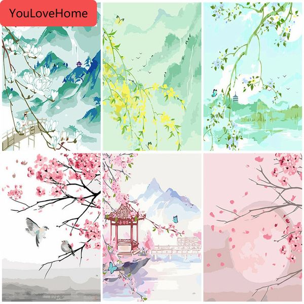 

painting by number landscape wall art picture by number flower tree drawing canvas acrylic handpainted gift home decor