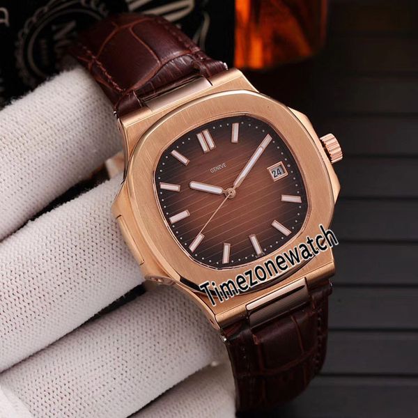 

new nautilus 5711r rose gold brown texture dail miyota 8215 automatic mens watch brown leather sapphire watches timezonewatch d22c3, Slivery;brown