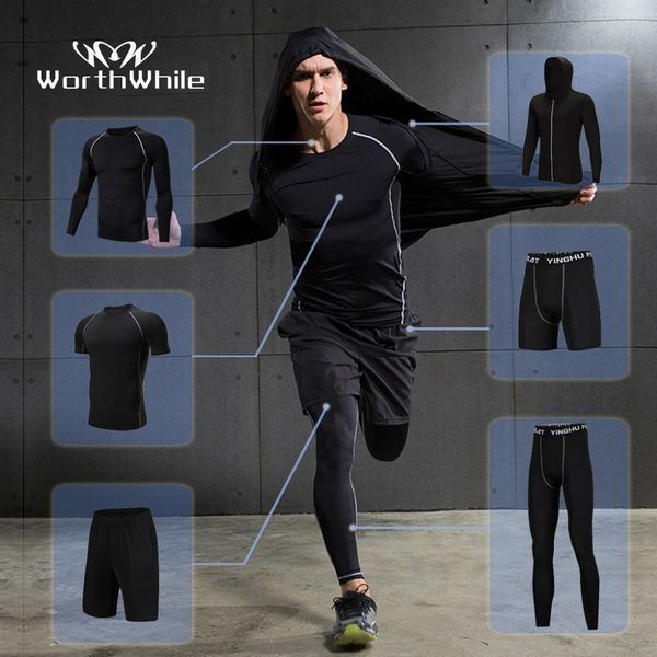 

worthwhile men's tracksuit compression sports suit gym fitness clothes running jogging sport wear training exercise workout, Black;blue