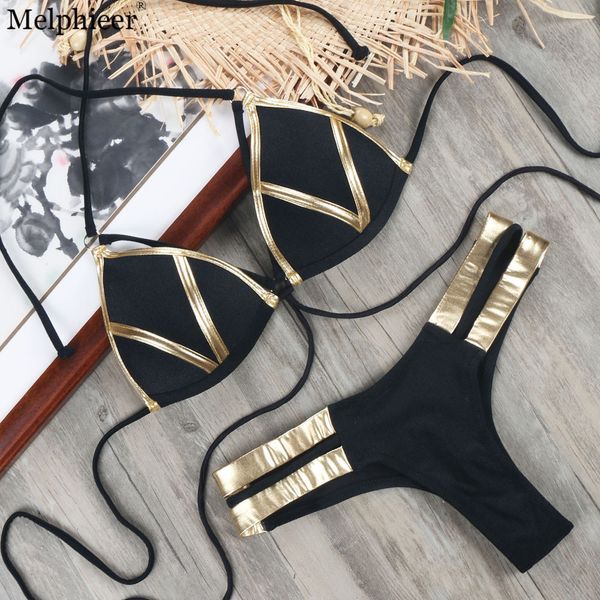 

new bikini swimwear women 2018 bandage bikinis set push up bathing suit maillot de bain summer beachwear swimsuit biquinis, White;black