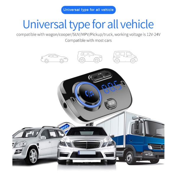 

car mp3 bluetooth bc51 color display bluetooth car fm transmitter, wireless radio adapter with handscall voltage display