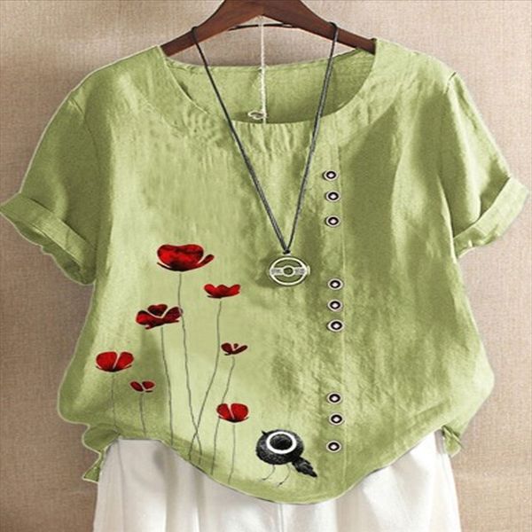 

2020 flower printing short sleeve large 2020 flower printing button short sleeve button size t-shirt large size t-shirt, White