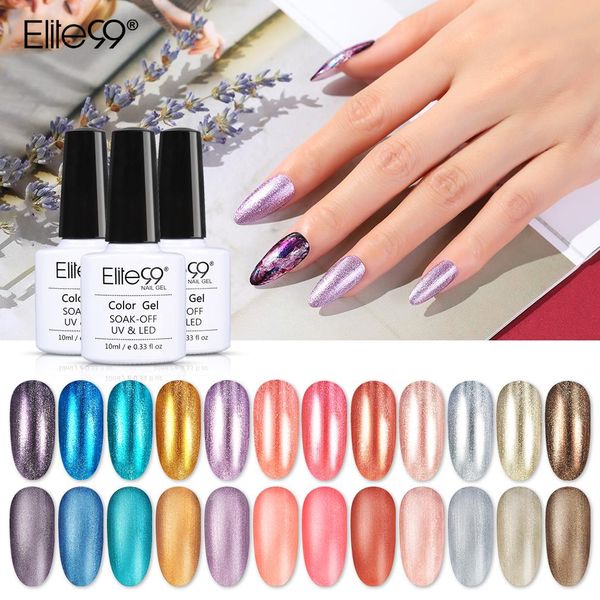 

elite99 pearl metal mirror effect gel nail polish soak off matte coat uv led nail primer base coat gel lacquers 10ml, Red;pink