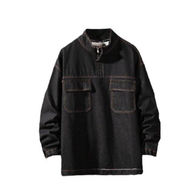 

men's autumn veste costume slim fit male blazer casual large size tooling jacket denim jacket top, Black;brown
