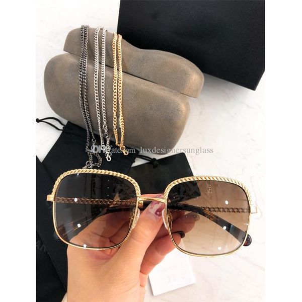 

new arrival 2185 women famous sunglasses with chain uv400 lens square frame fashion sunglasses with box
