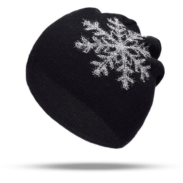 

2018 snowflake embroidery winter women's beanie hat casual cashmere ski caps for lady skull beanie hats girl bonnet for female, Blue;gray