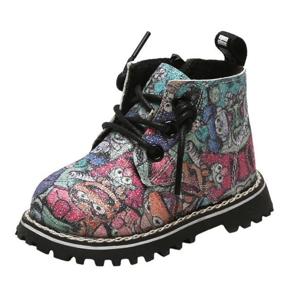 

fashion cartoon print baby boots girls boys children shoes kid winter first walkers prewalkers 0-2 years, Black;grey
